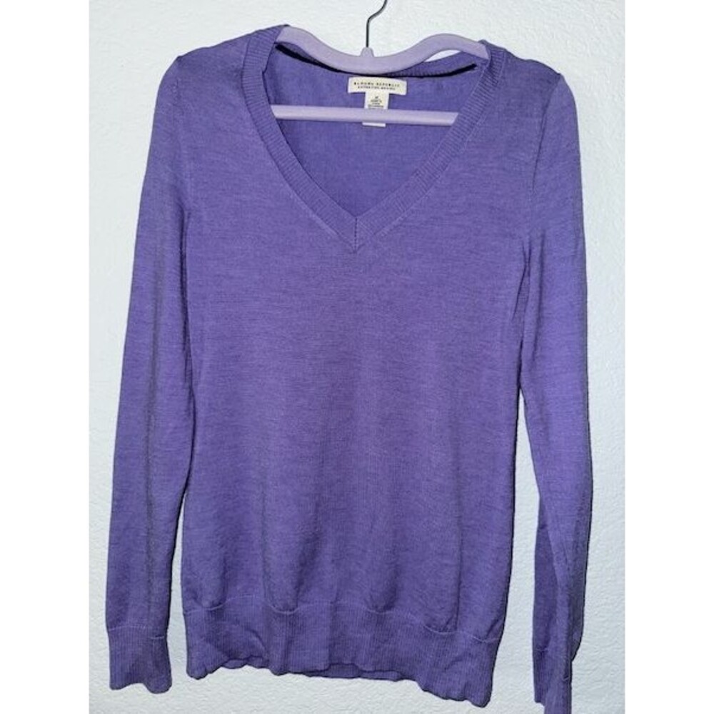 Banana Republic Extra Fine Merino Wool Sweater Womens M Purple V Neck